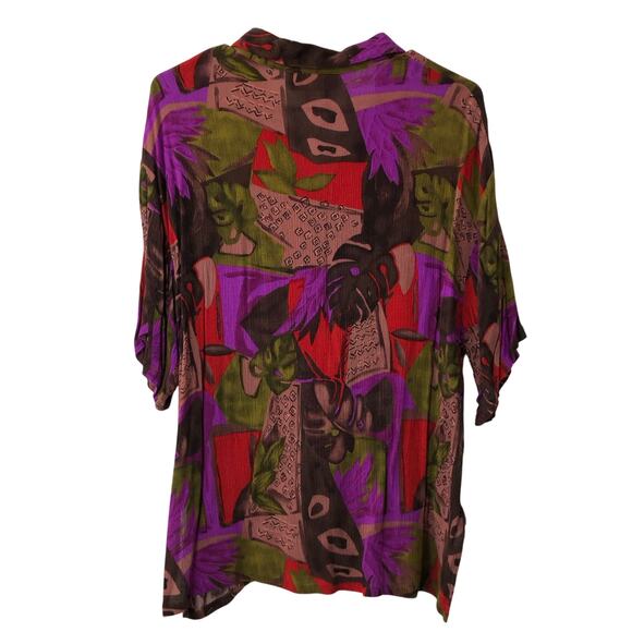 Bamboo by Melrose abstract and floral design button down shirt - Picture 4 of 5